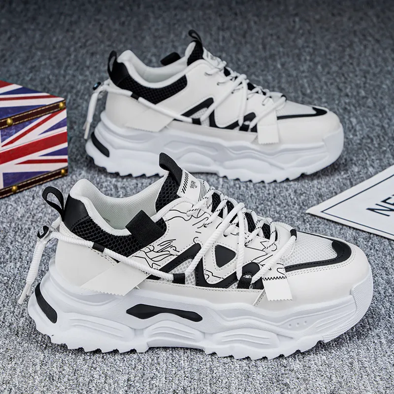 NANJIREN Abrasion Resistant Height Increasing Low Top Chunky Sneakers Men's-1