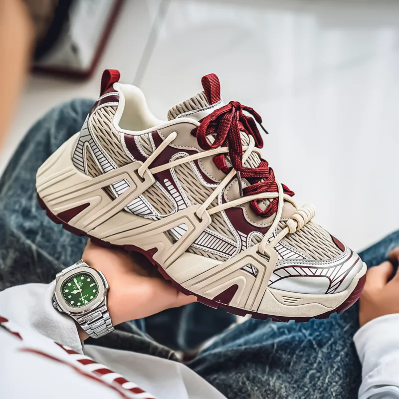 NANJIREN Shock Absorbers With Slip Resistant And Abrasion Resistant Properties Low Top Chunky Sneakers Men's-12