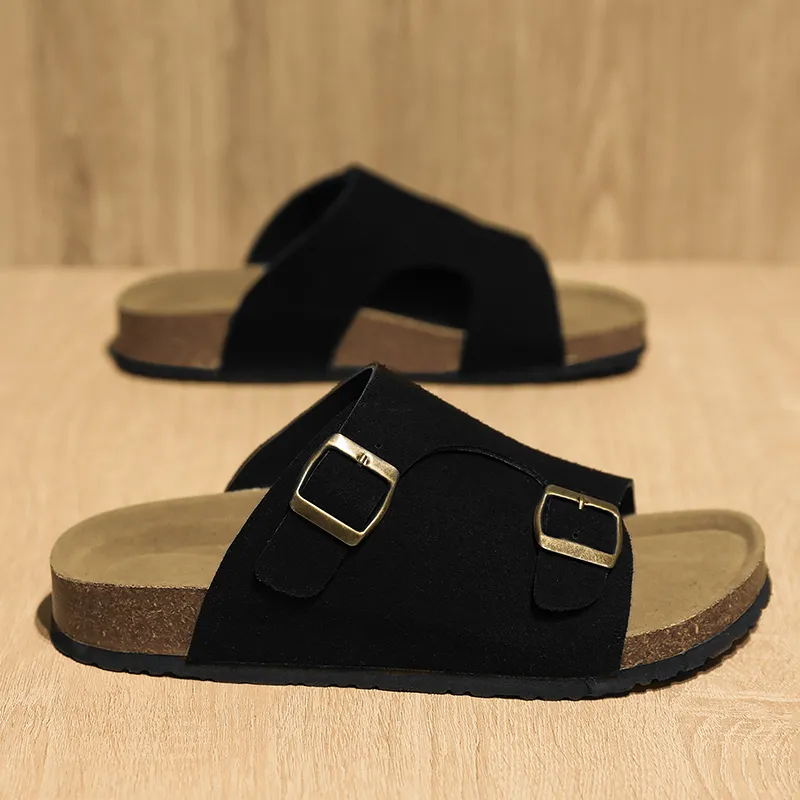 NANJIREN Slide Slippers Men Khaki/Ecru/Black-13