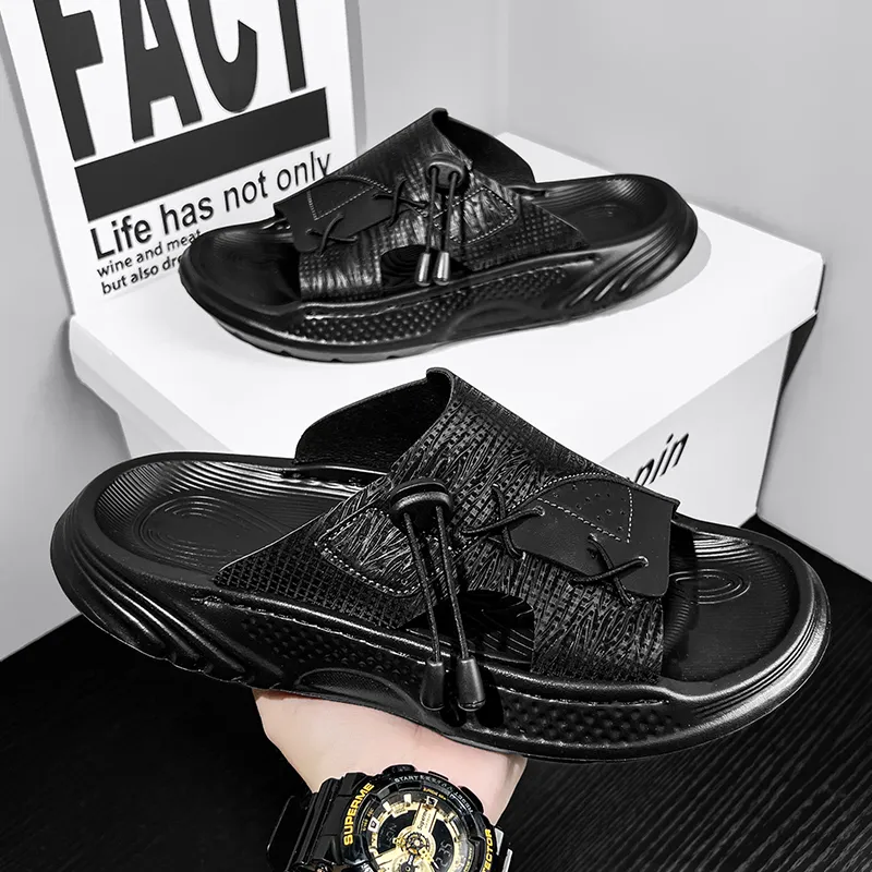 NANJIREN Slide Slippers Men Black/Green-2