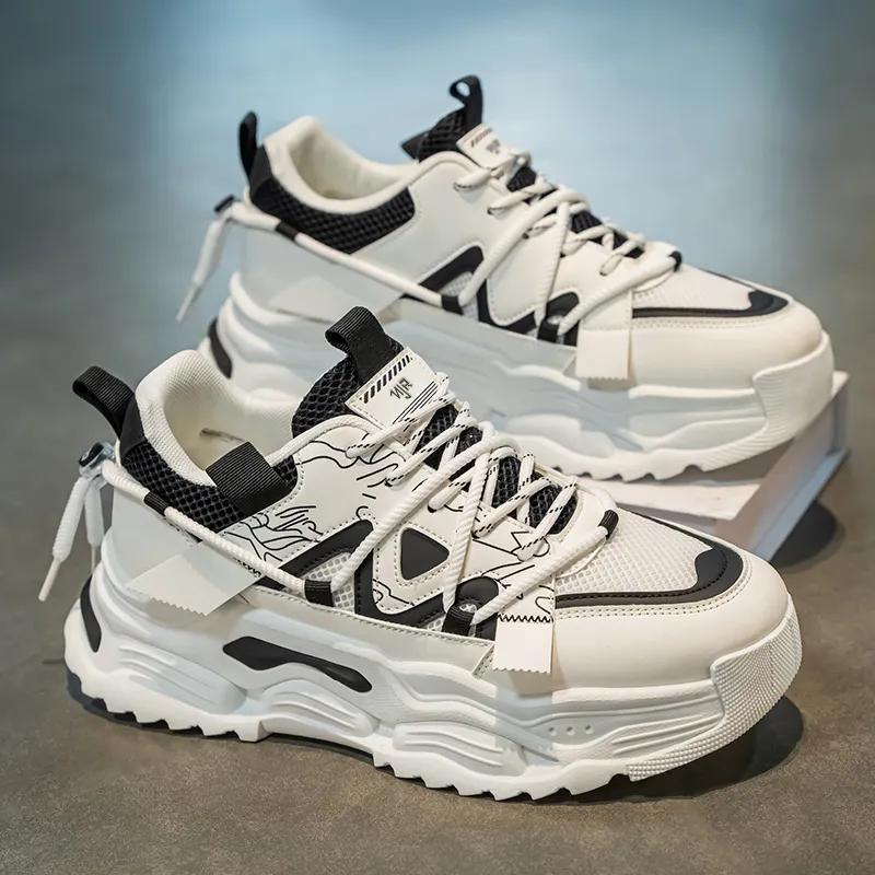 NANJIREN Abrasion Resistant Height Increasing Low Top Chunky Sneakers Men's-4