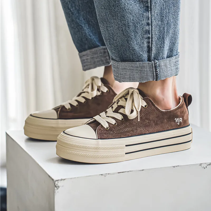 NANJIREN Anti Slip And Wear Resistant Height Increasing Low Top Skateboard Shoes Men's-4