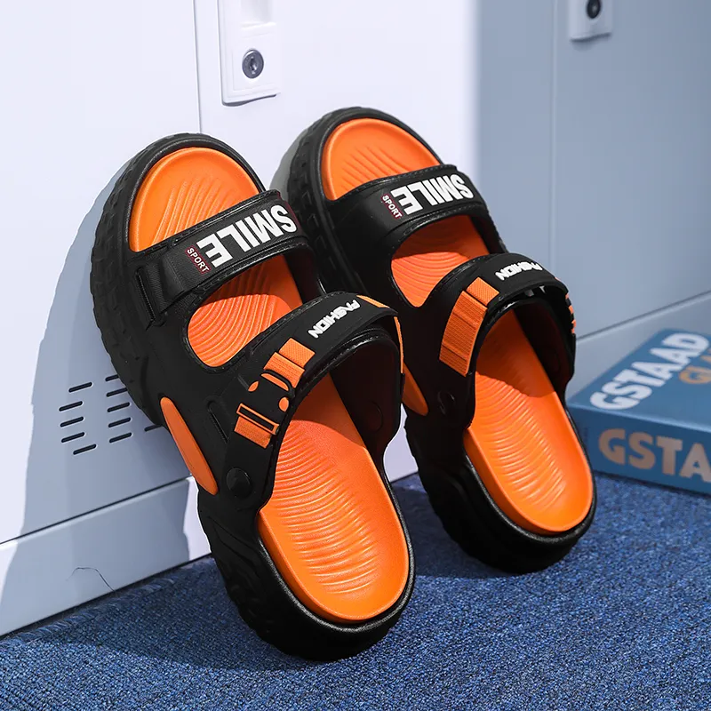 NANJIREN Beach Sandals Men Black Purple/Black Orange/Khaki Black-8