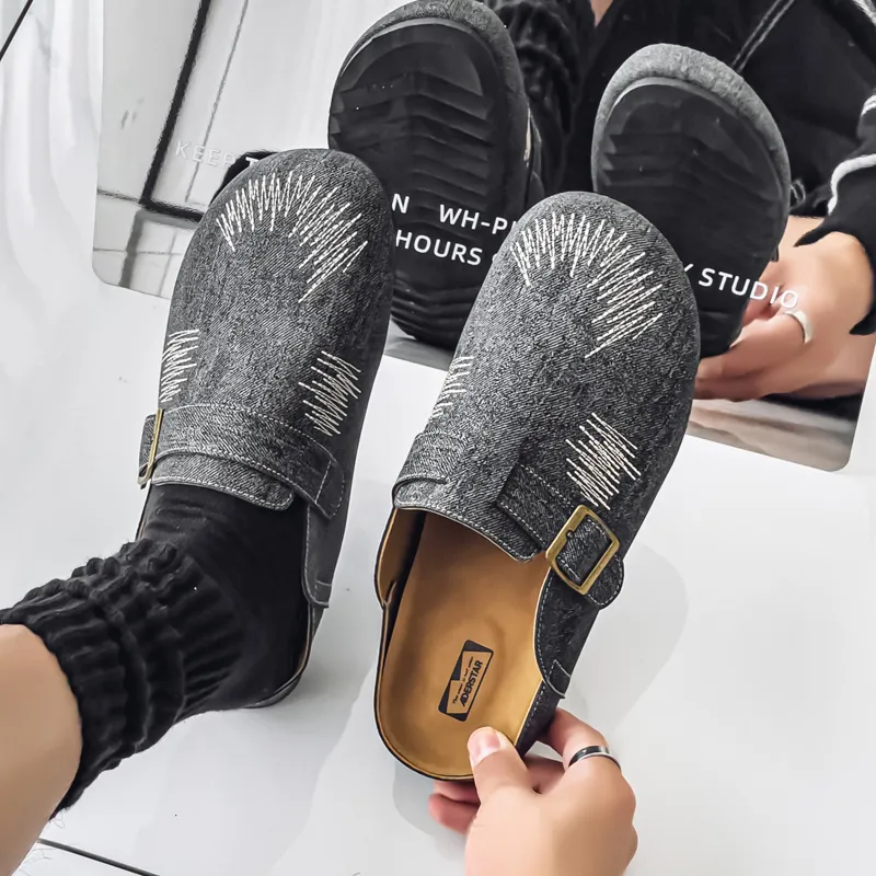 NANJIREN Quiet Abrasion Resistant Slip Resistant Closed Toe Slippers Men's-9
