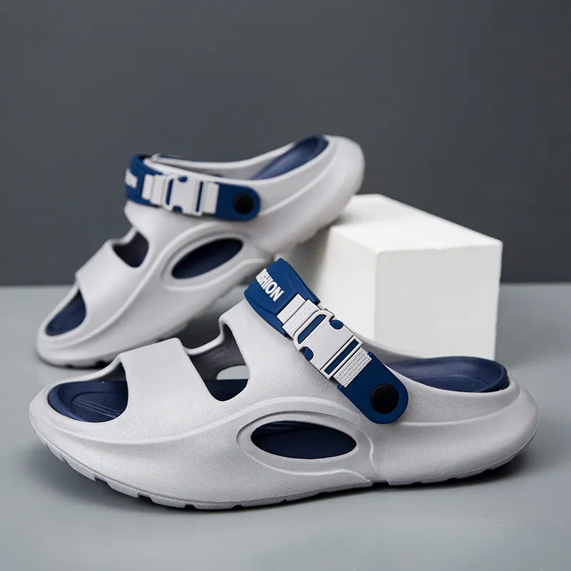 NANJIREN Beach Sandals Men Black Orange/Gray Blue/Khaki Brown-6