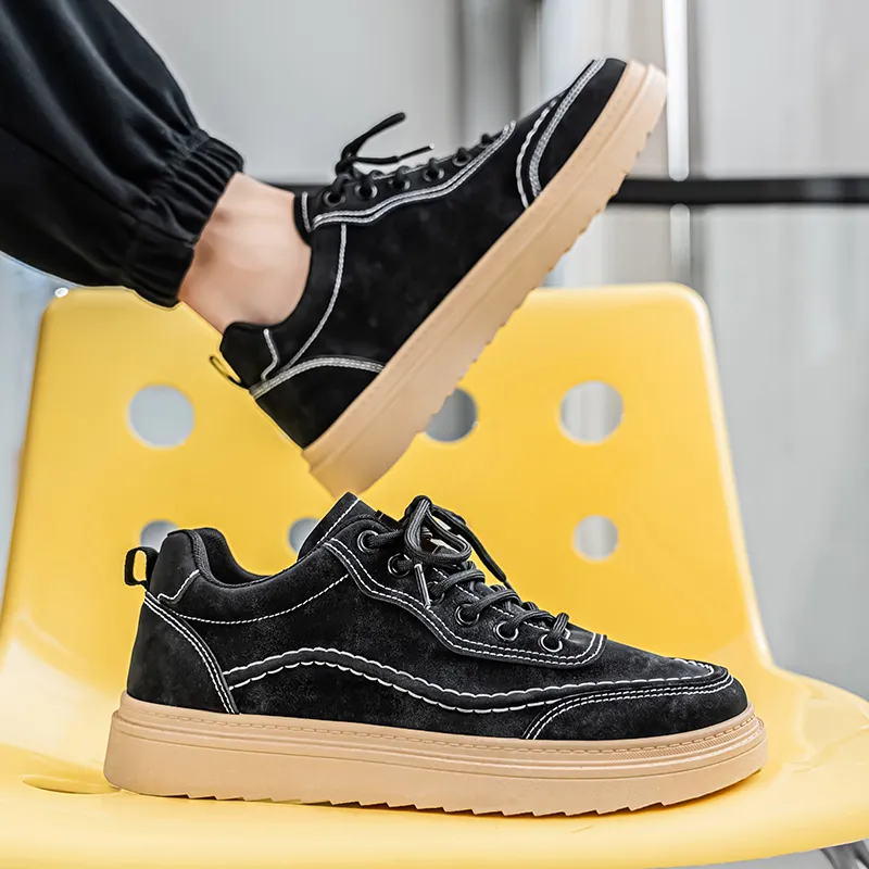 NANJIREN Anti Slip And Wear Resistant Height Increasing Low Top Skateboard Shoes Men's-4