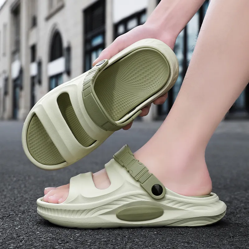 NANJIREN Beach Sandals Men Black Gray/Black Purple/White Gray/Olive Green-16