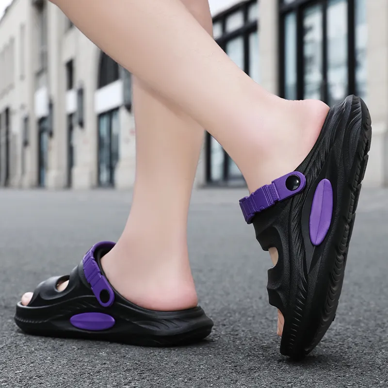 NANJIREN Beach Sandals Men Black Gray/Black Purple/White Gray/Olive Green-9