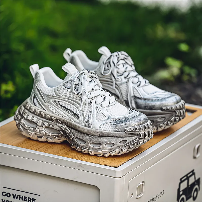 NANJIREN Anti Slip And Wear Resistant Lightweight Height Increasing Low Top Chunky Sneakers Men's-2