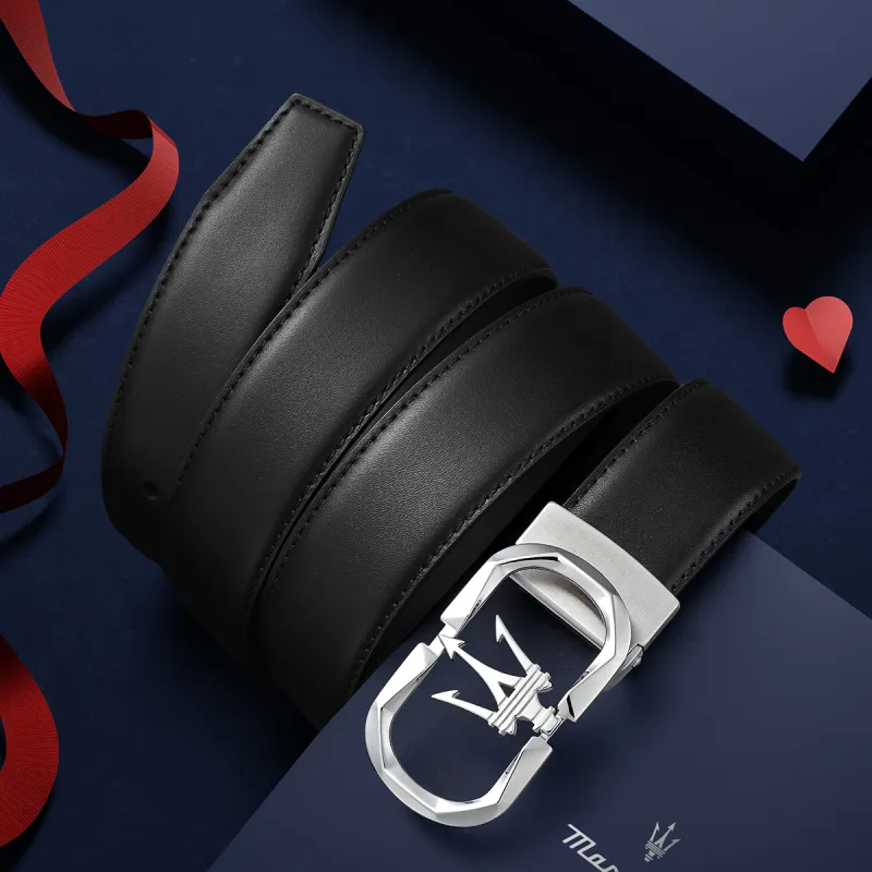 Maserati Top Grain Cow Leather Belts Men's 3.4cm-6