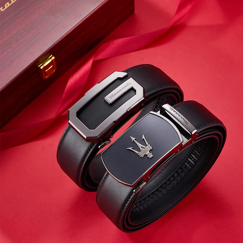 Maserati Cow Leather Belts Men's 3.5cm-3