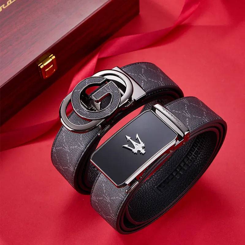 Maserati Cow Leather Belts Men's 3.5cm-6