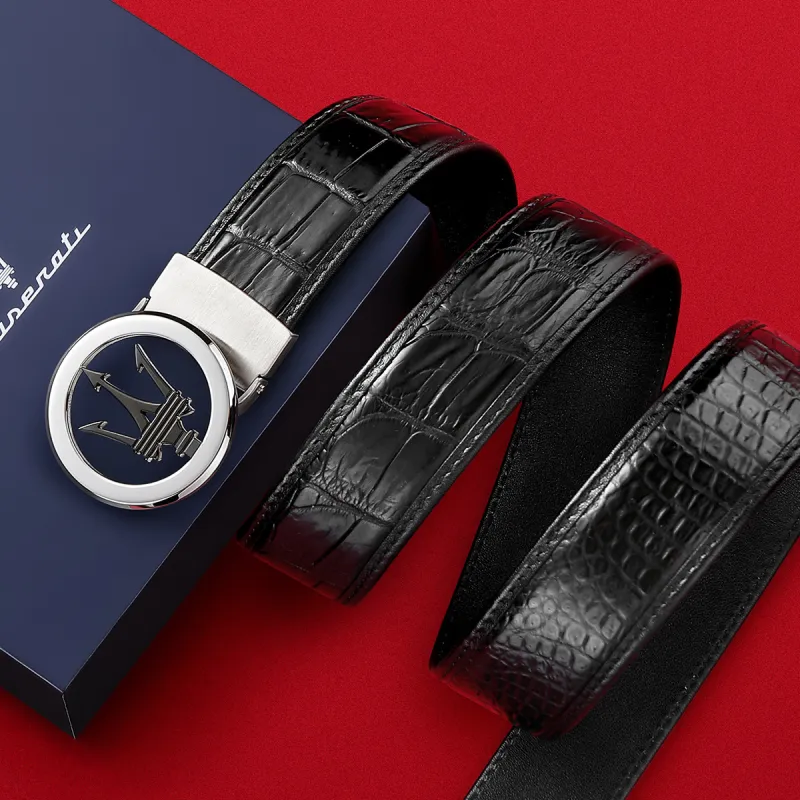 Maserati Farmed Crocodile Leather Belts Men's 3.5cm-5