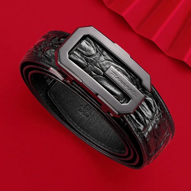 Maserati Farmed Crocodile Leather Belts Men's Width  3.5cm-2