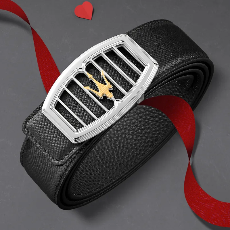 Maserati Cow Leather Belts Men's 3.4cm-4