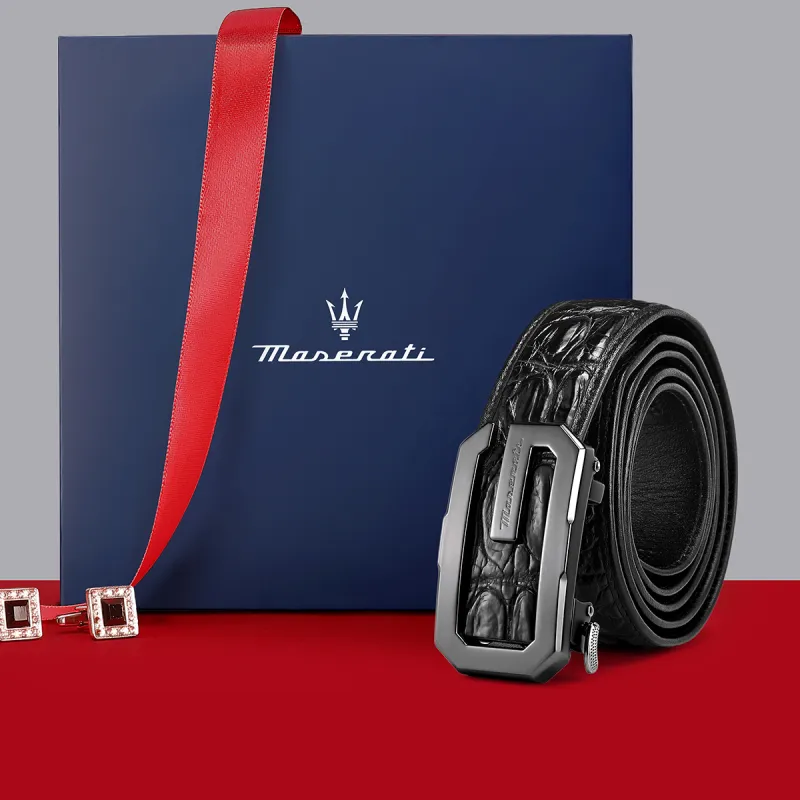 Maserati Farmed Crocodile Leather Belts Men's Width  3.5cm-6