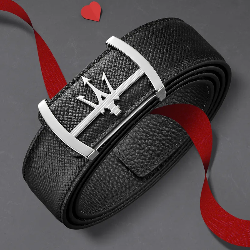 Maserati Top Grain Cow Leather Belts Men's 3.4cm-3