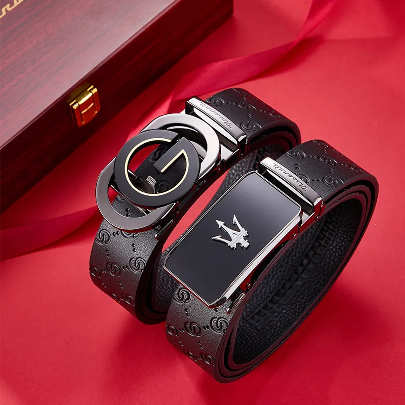 Maserati Cow Leather Belt Men's 3.5cm-3