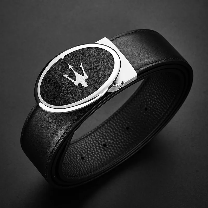 Maserati Cow Leather Belts Men's 3.7cm-5