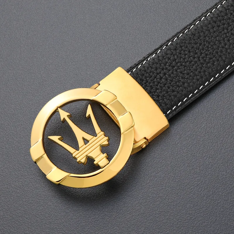 Maserati Top Grain Cow Leather Belts Men's Width 3.4cm-5