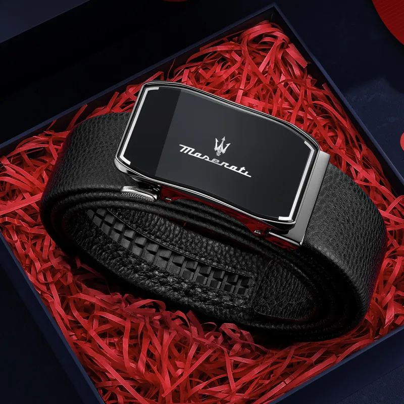 Maserati Top Grain Cow Leather Belts Men's 3.5cm-2