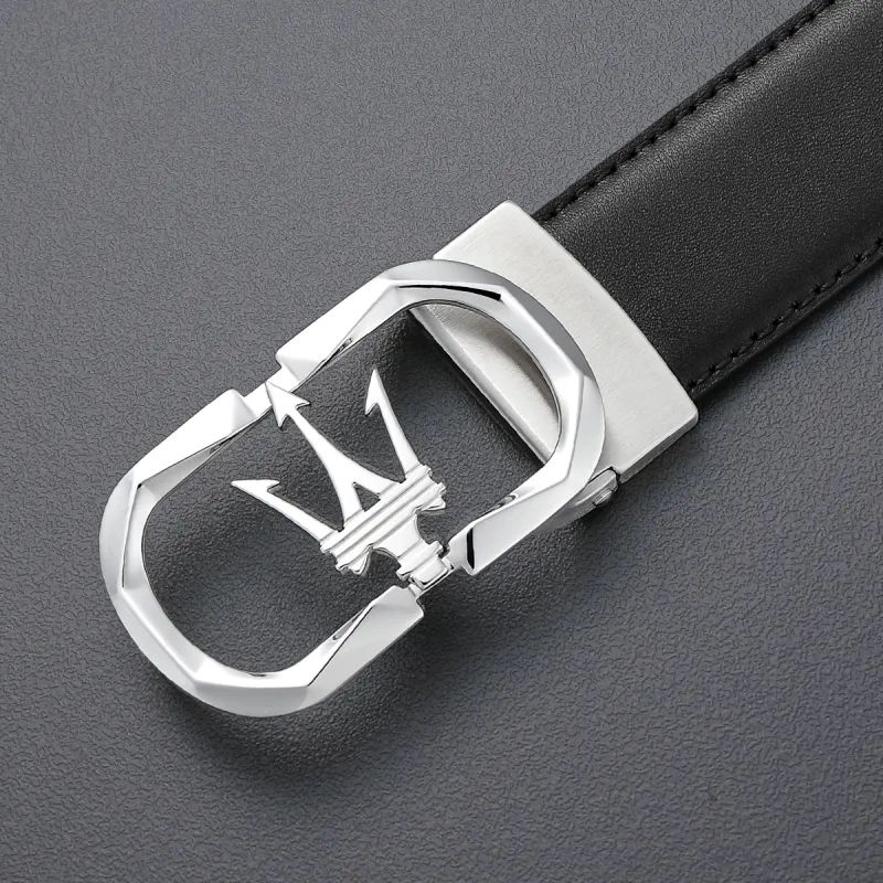 Maserati Top Grain Cow Leather Belts Men's 3.4cm-5