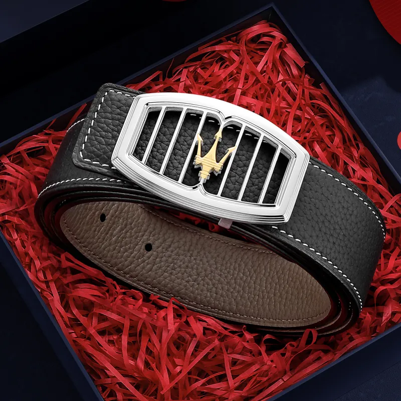 Maserati Cow Split Leather Belts Men's 3.5cm-2