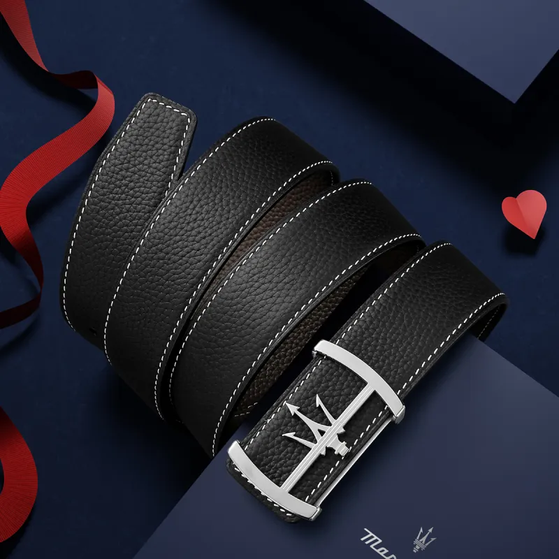 Maserati Top Grain Cow Leather Belts Men's 3.5cm-6
