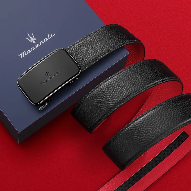 Maserati Cow Leather Belts Men's Width 3.5CM-4