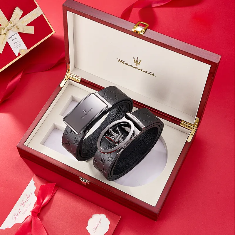 Maserati Cow Leather Belts Men's 3.5cm-5