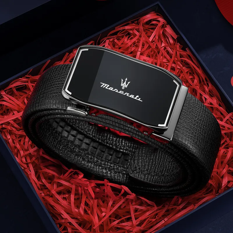 Maserati Top Grain Cow Leather Belts Men's 3.5cm-4