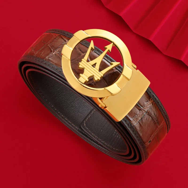 Maserati Crocodile Leather Belts Men's 3.4cm-2