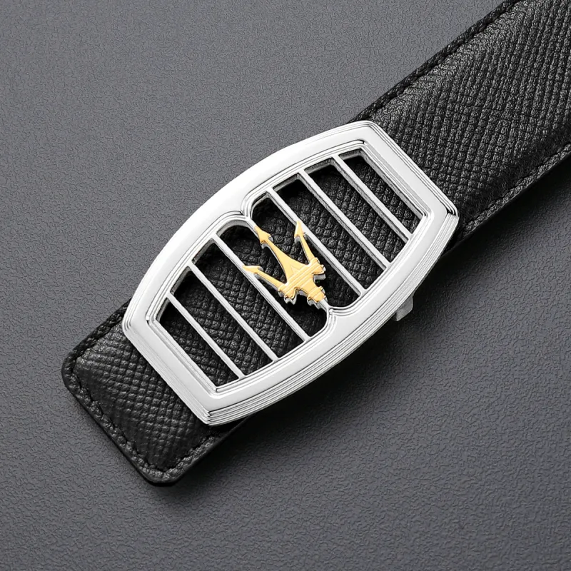 Maserati Cow Leather Belts Men's 3.4cm-5