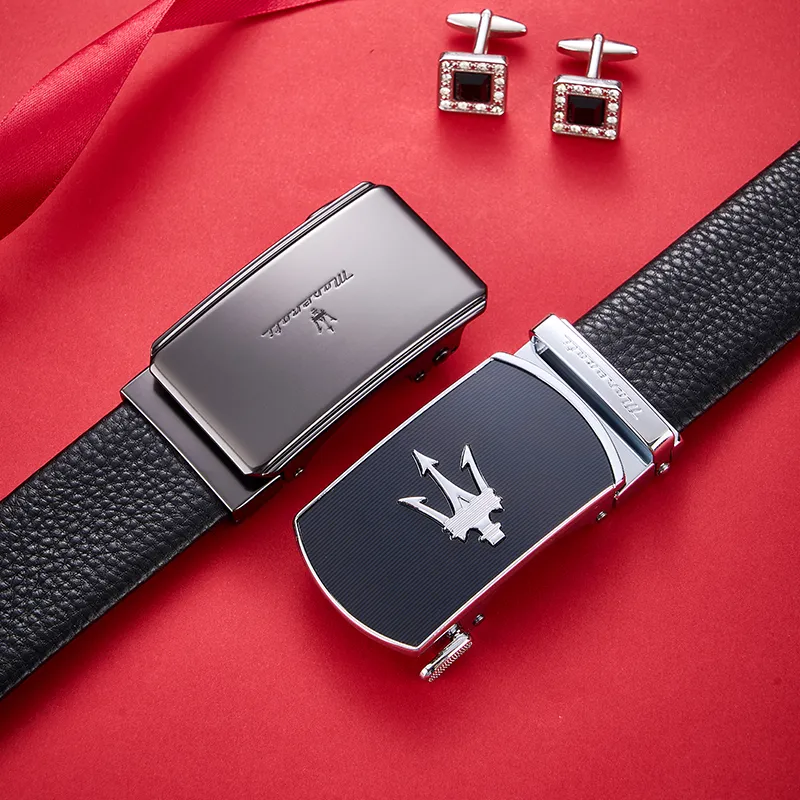 Maserati Cow Leather Belts Men's 3.5cm-3