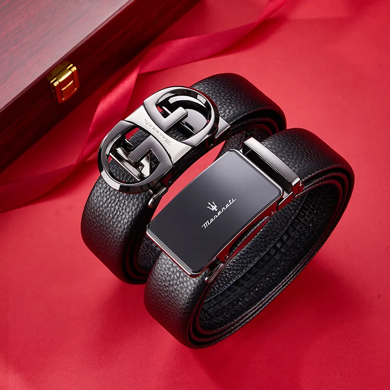 Maserati Cow Leather Belts Men's 3.5cm-7