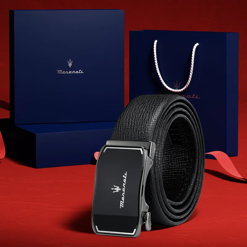 Maserati Top Grain Cow Leather Belts Men's 3.5cm-3