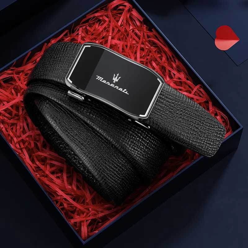 Maserati Top Grain Cow Leather Belts Men's 3.5cm-5