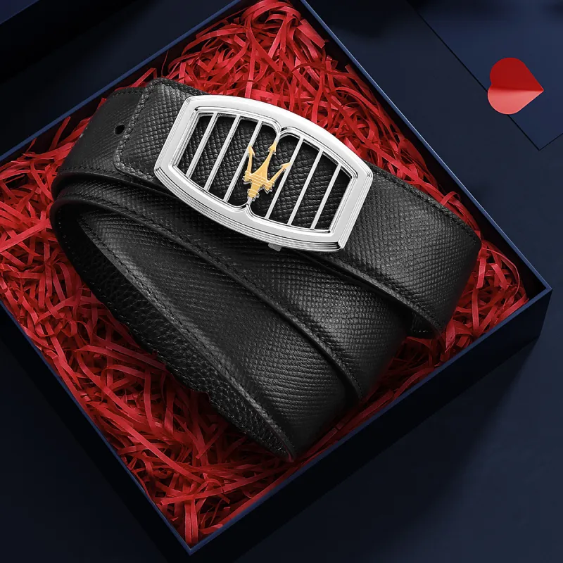 Maserati Cow Leather Belts Men's 3.4cm-3
