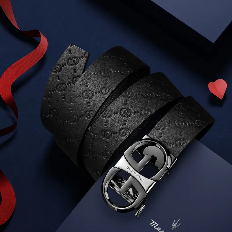 Maserati Top Grain Cow Leather Belts Men's 3.5cm-6