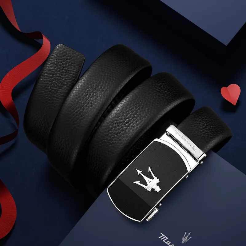 Maserati Top Grain Cow Leather Belts Men's Width 3.5cm-6