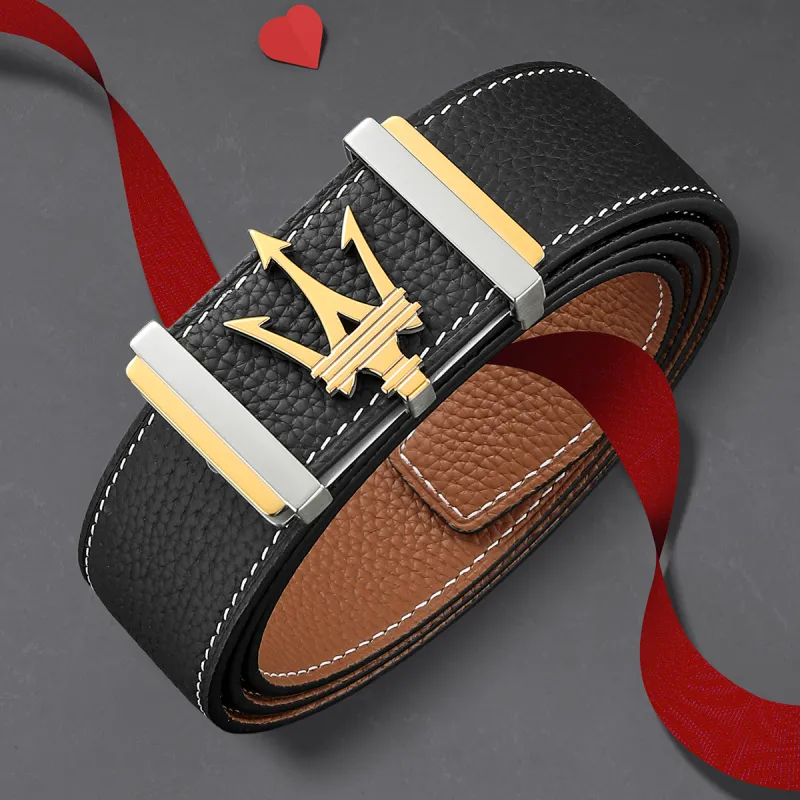 Maserati Cow Leather Belts Men's Width 3.4cm-4