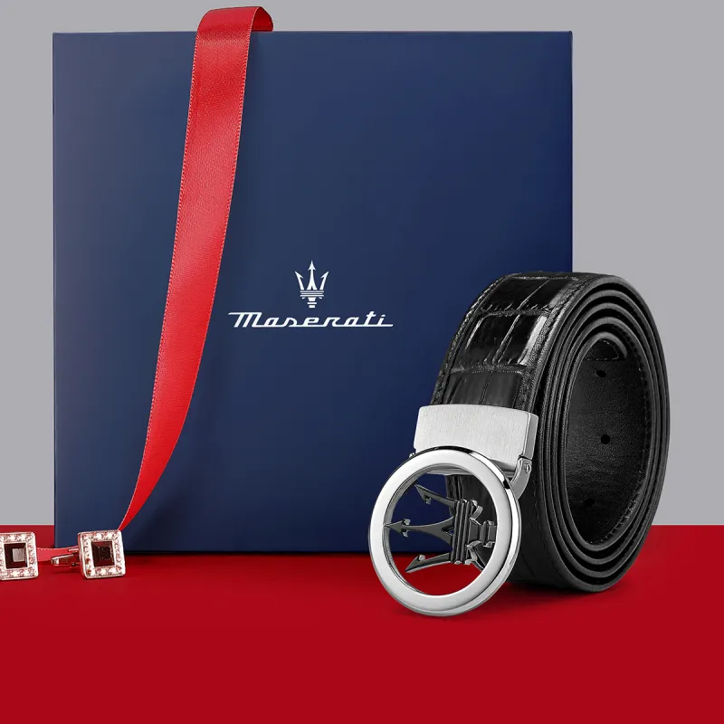 Maserati Farmed Crocodile Leather Belts Men's 3.5cm-6