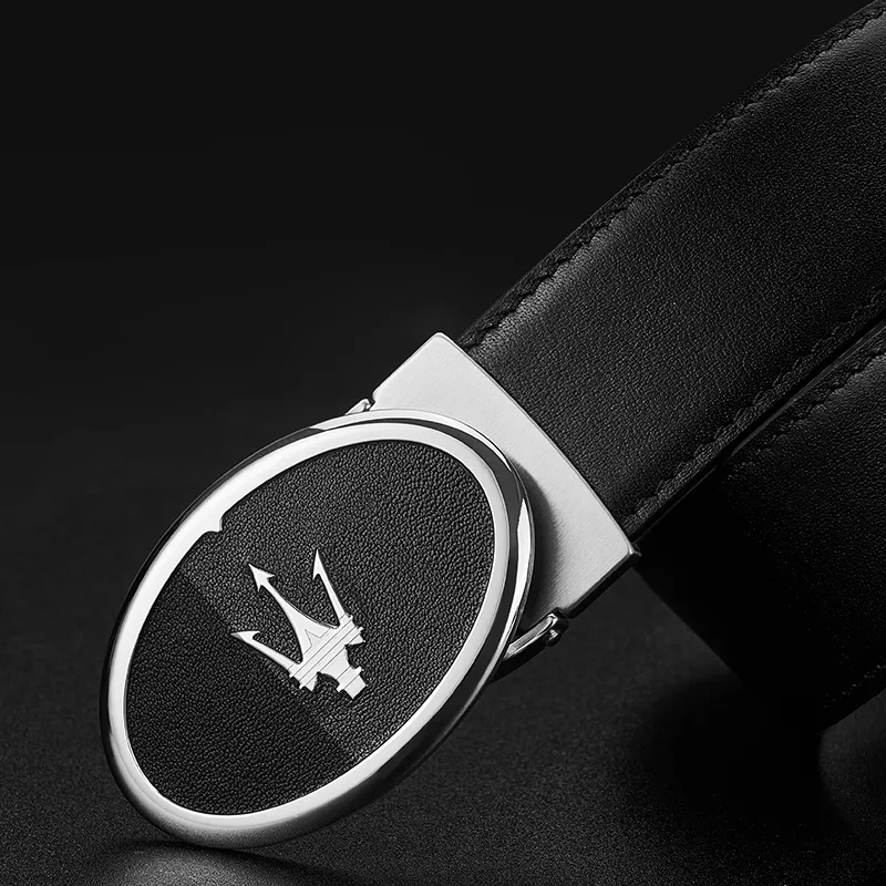 Maserati Cow Leather Belts Men's 3.7cm-4