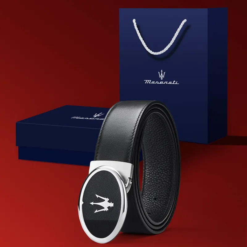 Maserati Cow Leather Belts Men's 3.7cm-7