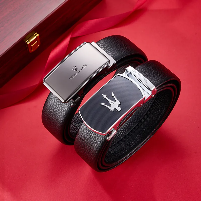 Maserati Cow Leather Belts Men's 3.5cm-4