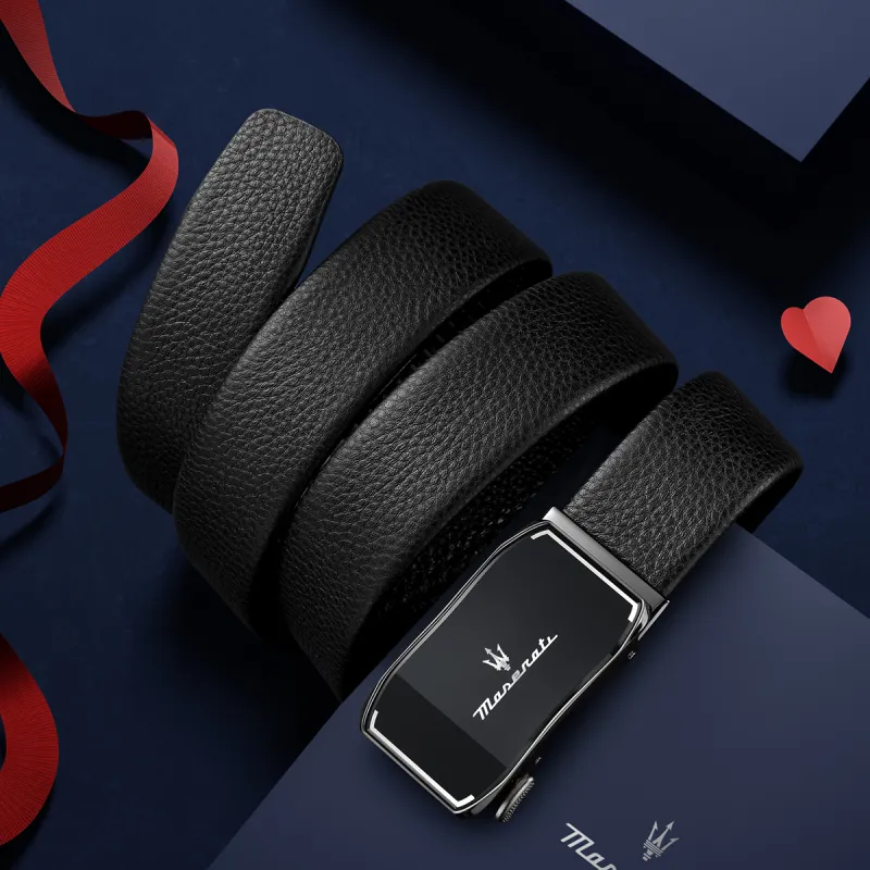Maserati Top Grain Cow Leather Belts Men's 3.5cm-6