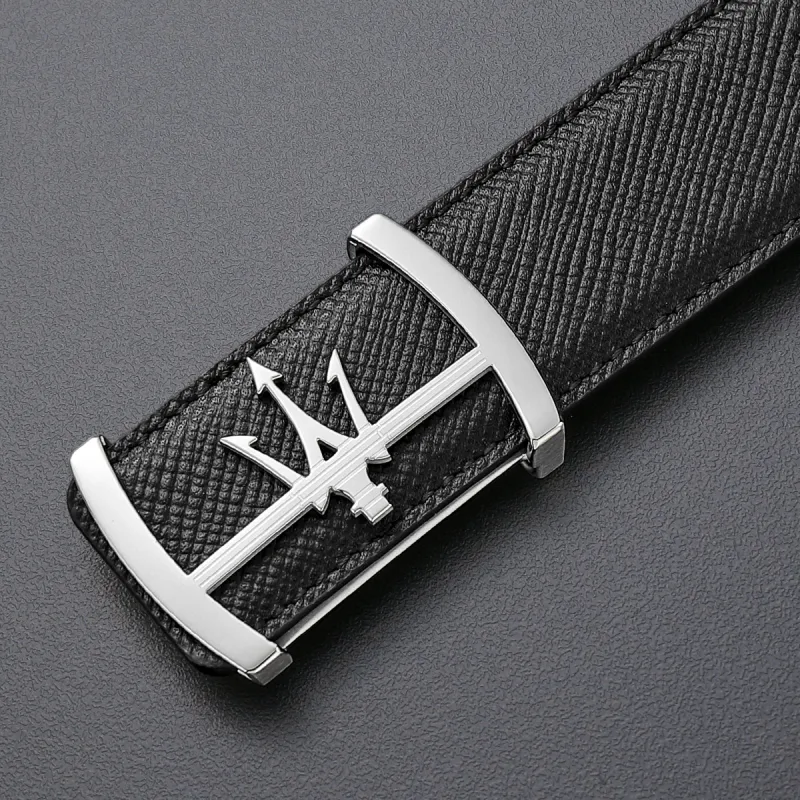 Maserati Top Grain Cow Leather Belts Men's 3.4cm-4