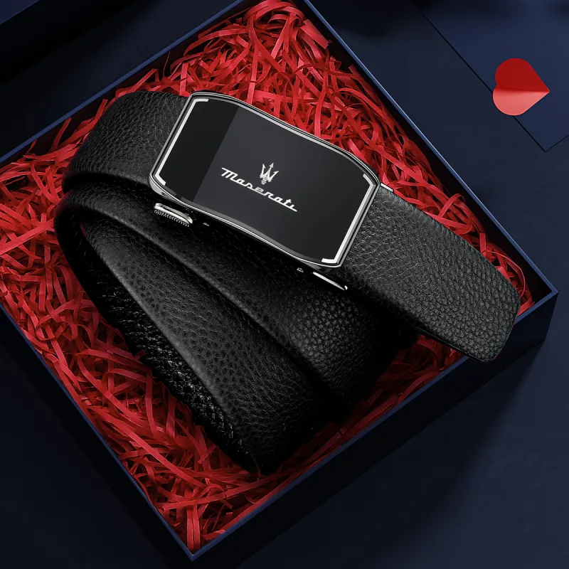 Maserati Top Grain Cow Leather Belts Men's 3.5cm-3