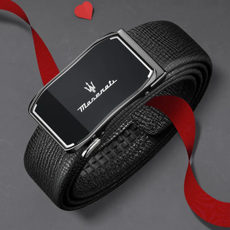Maserati Top Grain Cow Leather Belts Men's 3.5cm-6