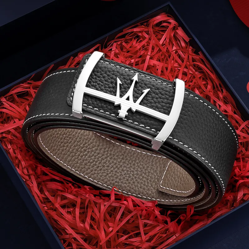Maserati Top Grain Cow Leather Belts Men's 3.5cm-2